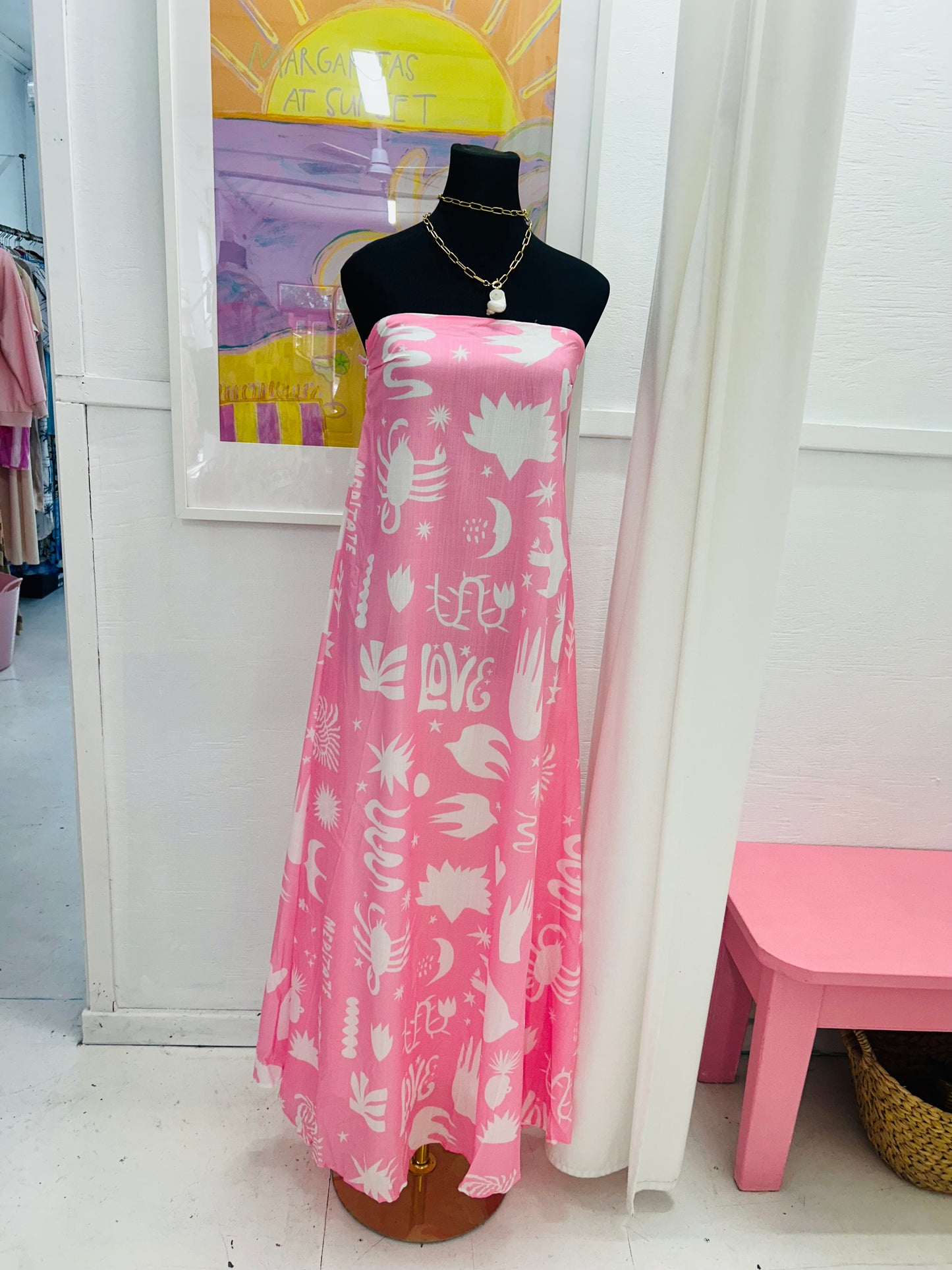 Pink and White Maxi