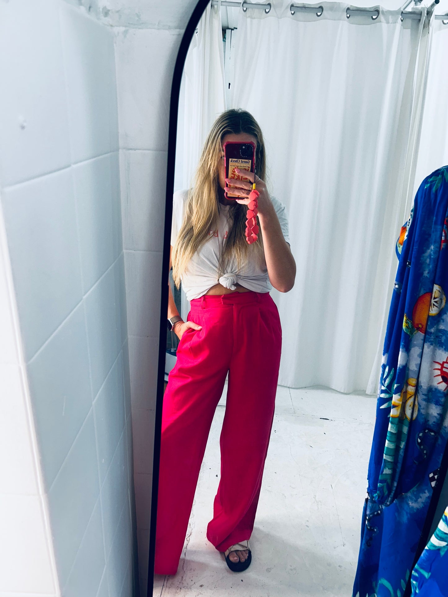 Pink Pop Linen Pants