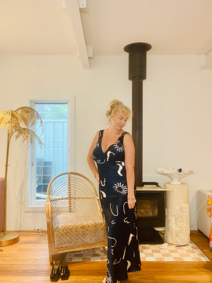 Barefoot at midnight NAVY slip maxi Dress