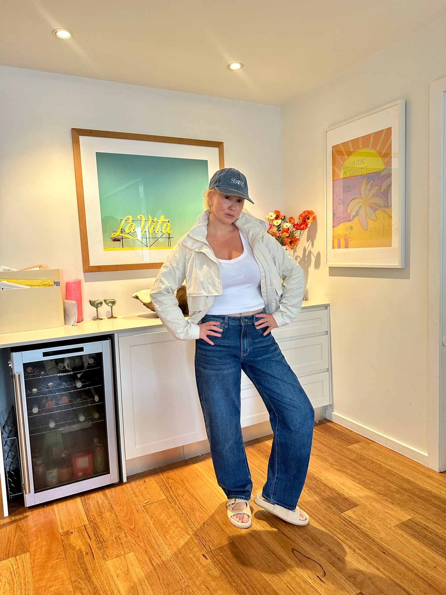 Barrel Leg Jeans | Mid Blue Wash