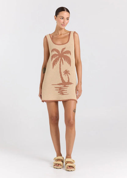 Palm Knit Dress - Sand